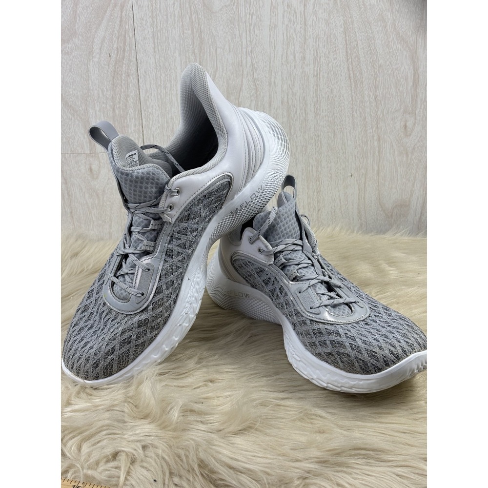 Under Armour Curry Flow 9 Team Shoes Men's 15 White Gray Basketball Flawed - Picture 2 of 11